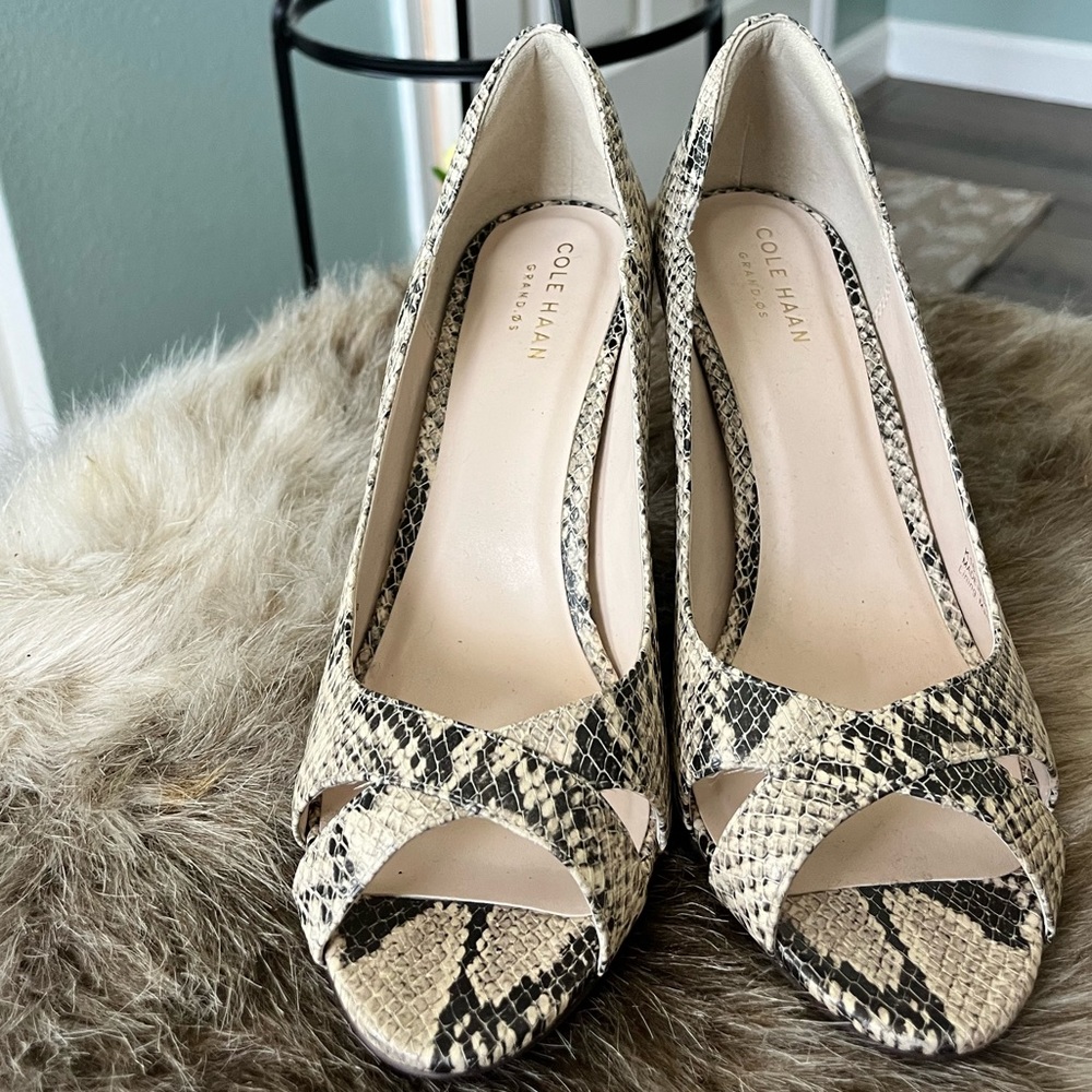 Snake Skin Styled Opened Toed Pumps🐍🐍